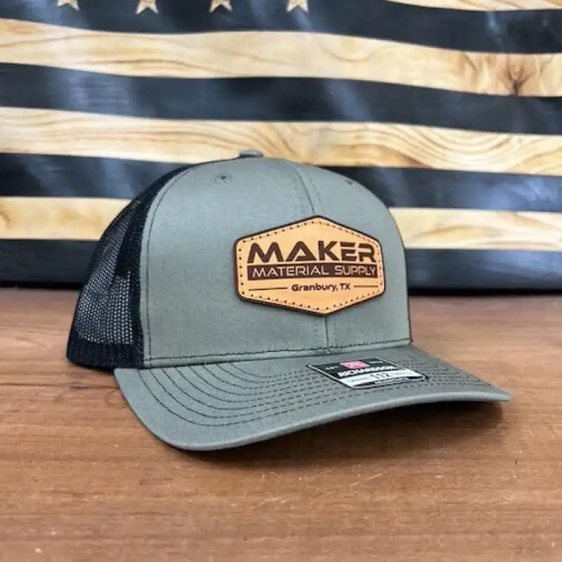 MMS Trucker Hat w/ adjustable snapback- LODEN Green/Black - Maker Material Supply