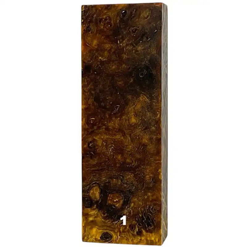 Poplar Burl- DARK YELLOW- Stabilized & Dyed Wood by RaffirHobbies & Creative Arts1.0" x 1.6" x 4.9"- 1