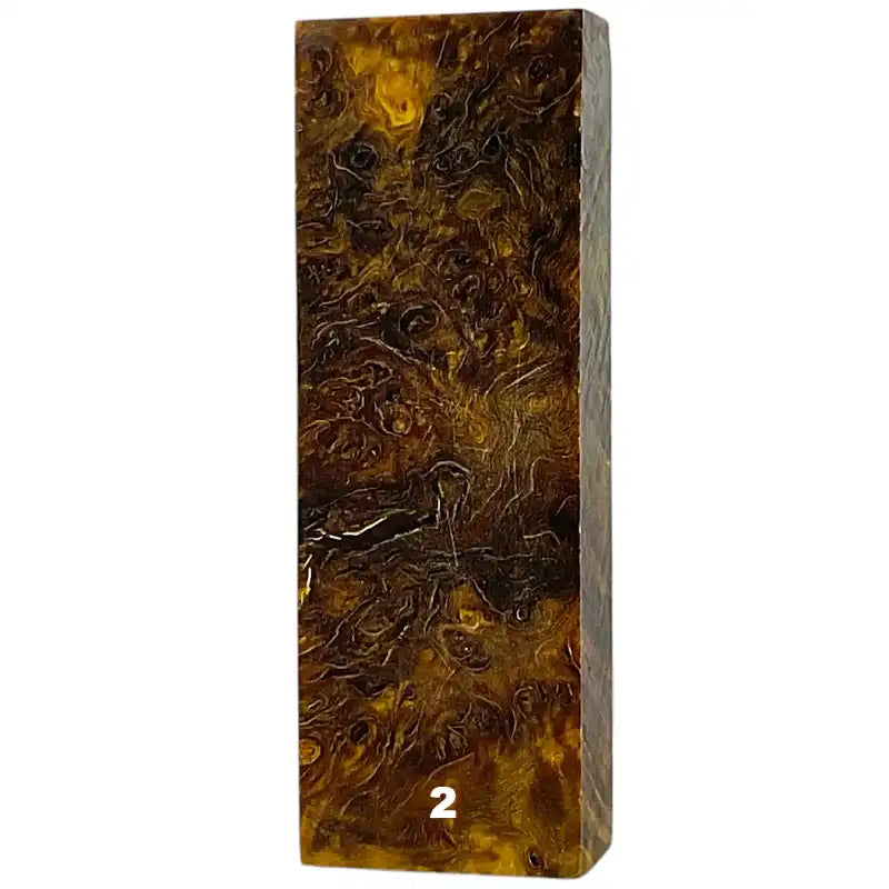 Poplar Burl- DARK YELLOW- Stabilized & Dyed Wood by RaffirHobbies & Creative Arts1.0" x 1.6" x 4.9"- 2