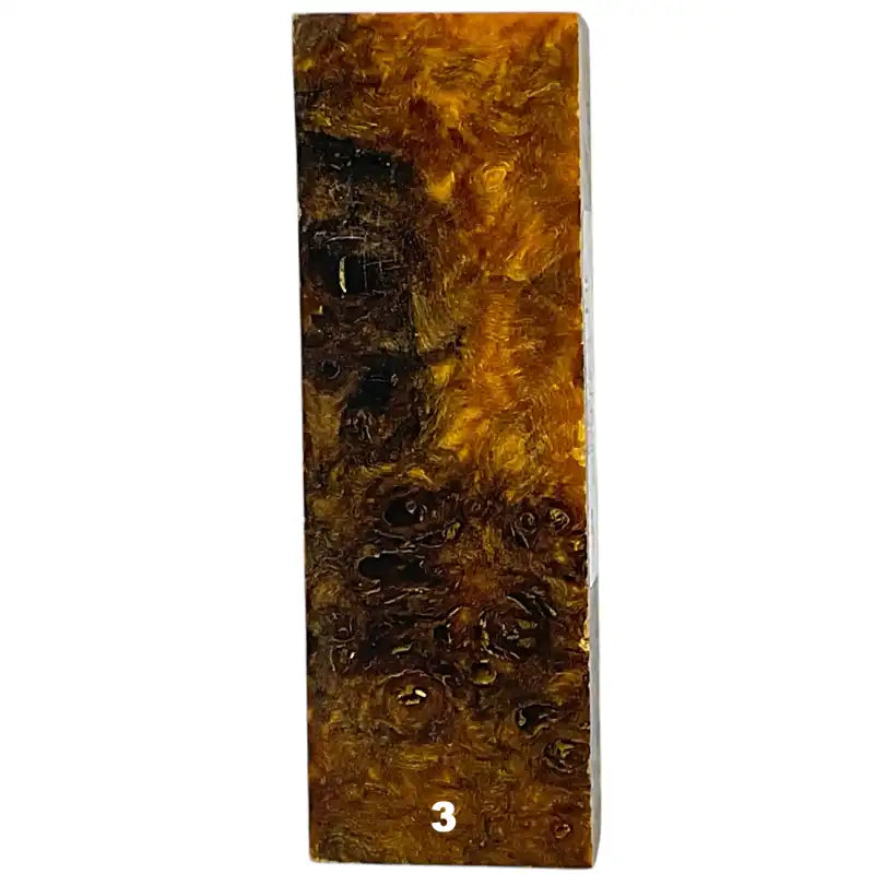 Poplar Burl- DARK YELLOW- Stabilized & Dyed Wood by RaffirHobbies & Creative Arts1.0" x 1.6" x 4.9"- 3