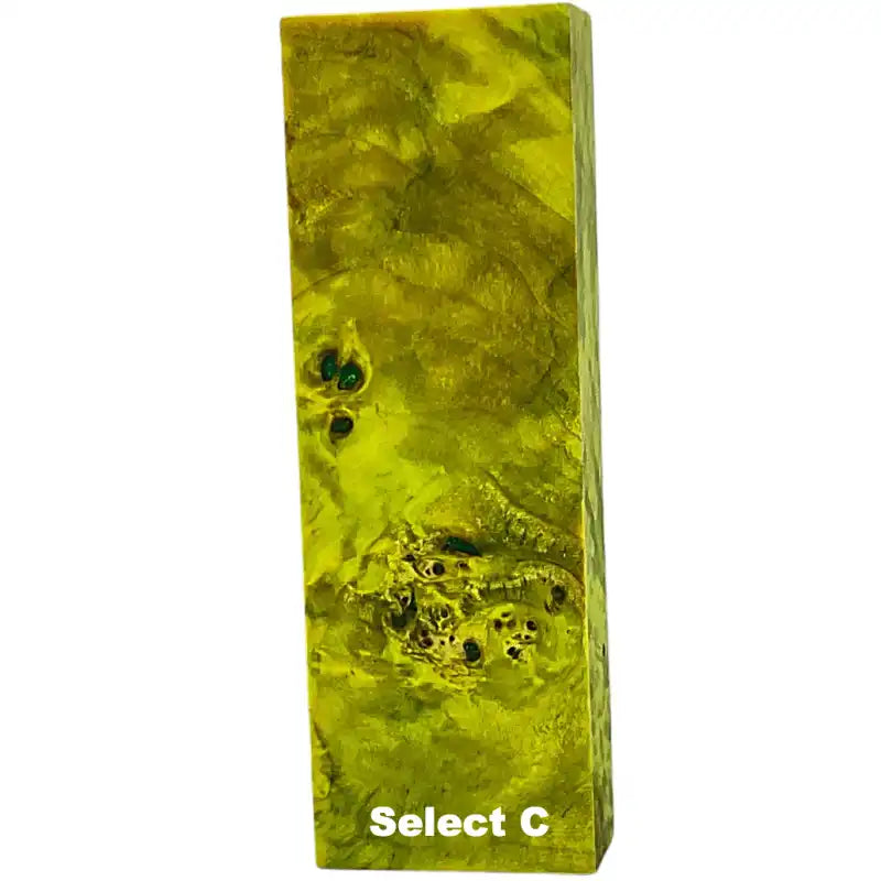 Poplar Burl- LIME- Stabilized & Dyed Wood by RaffirHobbies & Creative Arts1.0" x 1.6" x 4.9"- Select C