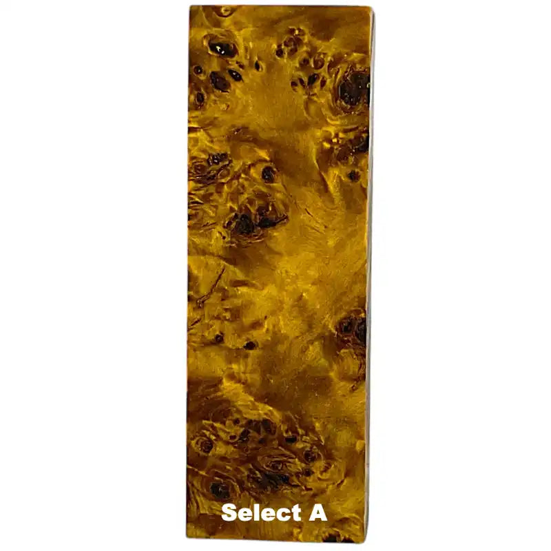 Poplar Burl- YELLOW- Stabilized & Dyed Wood by RaffirHobbies & Creative Arts1.0" x 1.6" x 4.9"- Select A