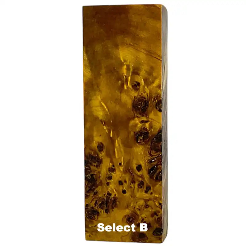 Poplar Burl- YELLOW- Stabilized & Dyed Wood by RaffirHobbies & Creative Arts1.0" x 1.6" x 4.9"- Select B